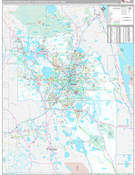 Orlando-Kissimmee-Sanford Metro Area Wall Map Premium Style 2026